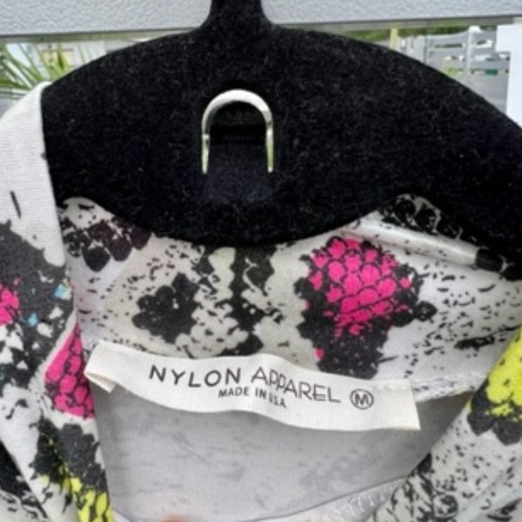 Nylon Apparel Multicolored Long Sleeve Turtleneck Snake Print Bodysuit/Medium - Picture 3 of 8